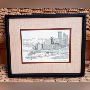 Vintage Pittsburgh Skyline Etching Signed by  Nevin Robinson